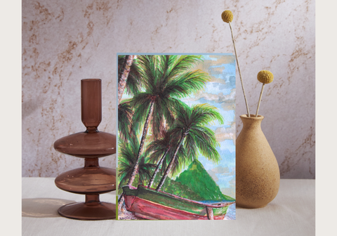 Petit Piton From Soufriere Beach Greeting Card