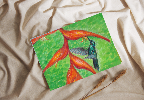 Parrot Heliconia & Hummingbird Greeting Card