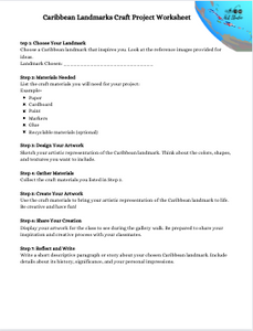 Caribbean Landmarks Craft Project Worksheet with RUBRIC