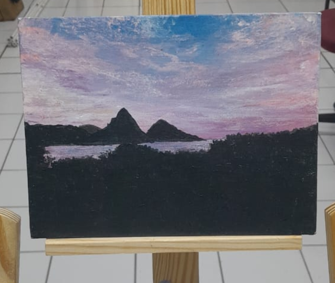 The Pitons at Sunset | Original Painting