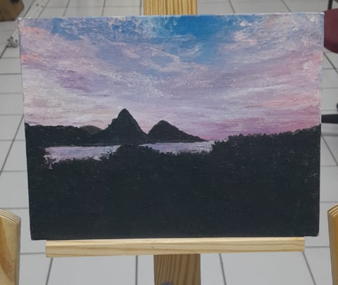 The Pitons at Sunset | Original Painting