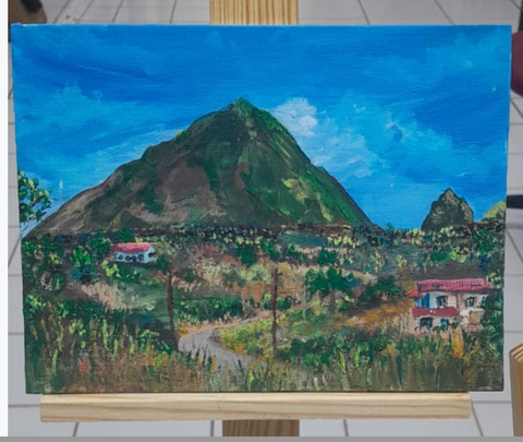 Gros and Petit Piton View from Choiseul | Original Painting
