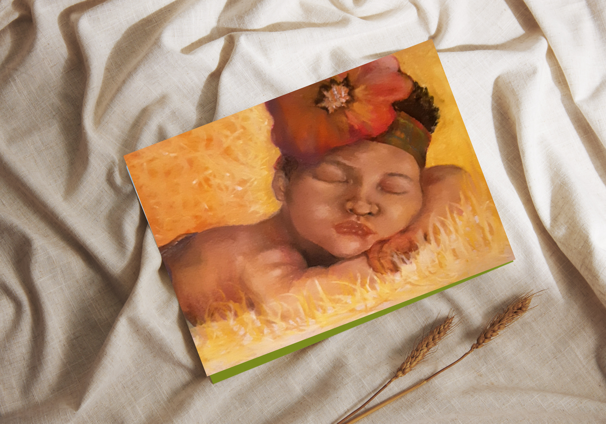 Sleeping Brown-Skin Baby Girl Greeting Card