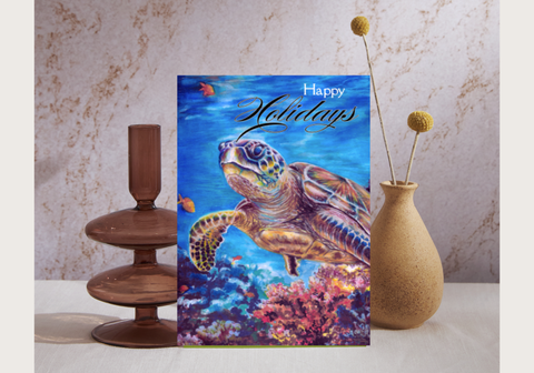 Happy Holidays Turtle Post Card