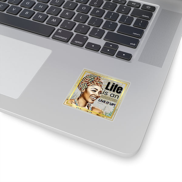 Life is an Adventure Kiss-Cut Stickers | melanin stickers | brown girl stickers | black girl stickers | LIVE, LAUGH, LOVE CARE Collection