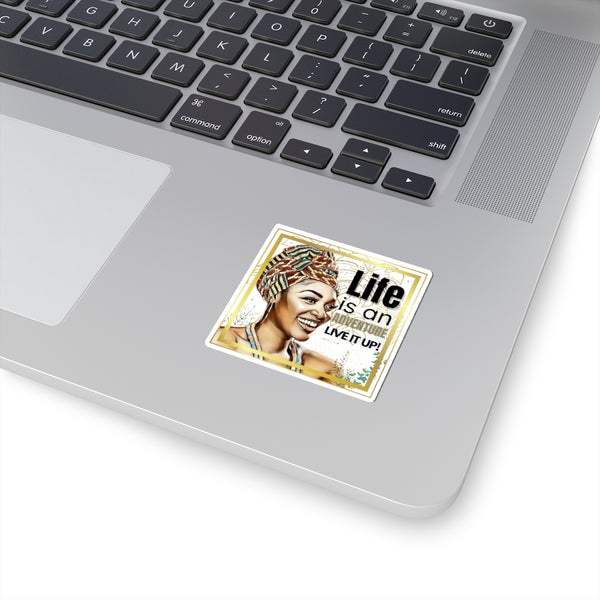 Life is an Adventure Kiss-Cut Stickers | melanin stickers | brown girl stickers | black girl stickers | LIVE, LAUGH, LOVE CARE Collection