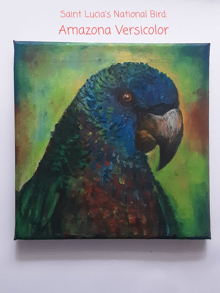 Amazona Versicolor | Original Oil Pastels Artwork on Stretched Canvas