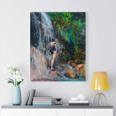 "Waterfall bath" on Stretched Canvas | Saint Lucia, Caribbean