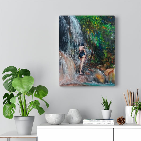 "Waterfall bath" on Stretched Canvas | Saint Lucia, Caribbean