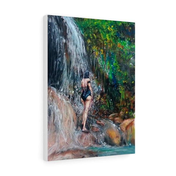 "Waterfall bath" on Stretched Canvas | Saint Lucia, Caribbean