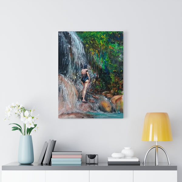 "Waterfall bath" on Stretched Canvas | Saint Lucia, Caribbean