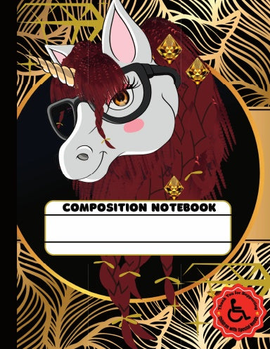 Black Girl Magic Unicorn themed Primary Composition Notebook