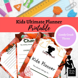 Kids Planner for Girls including monthly, weekly and daily planning | Kids Goal setting | Candy Crush Theme Kids Daily Routine