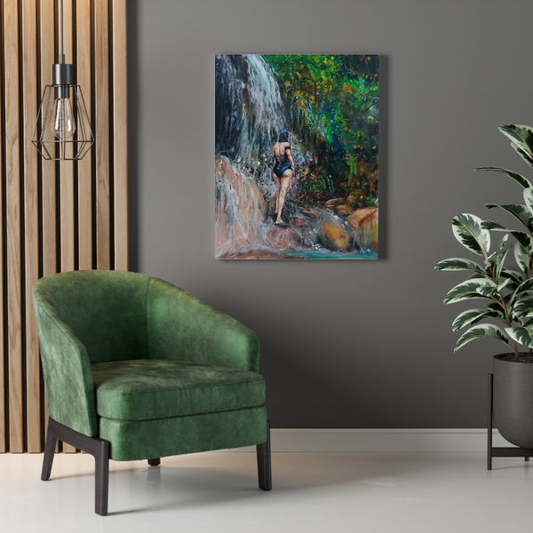 "Waterfall bath" on Stretched Canvas | Saint Lucia, Caribbean