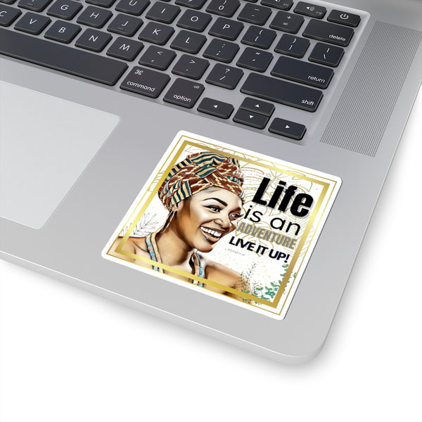 Life is an Adventure Kiss-Cut Stickers | melanin stickers | brown girl stickers | black girl stickers | LIVE, LAUGH, LOVE CARE Collection