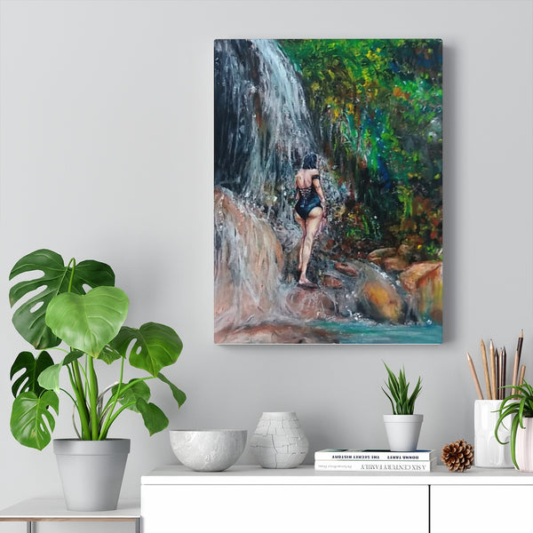 "Waterfall bath" on Stretched Canvas | Saint Lucia, Caribbean