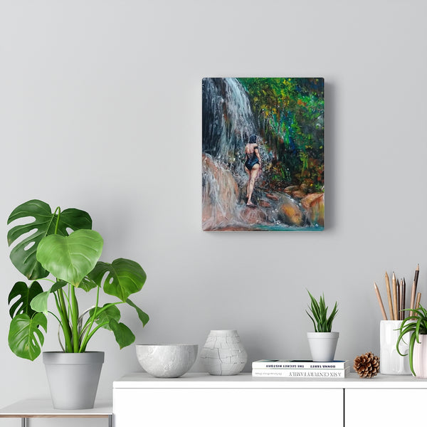 "Waterfall bath" on Stretched Canvas | Saint Lucia, Caribbean