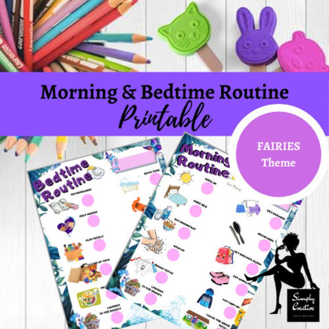 Morning and Bedtime Routine Printable Checklist for all Girls including Children with Special Needs | Fairies Theme Kids Daily Routine