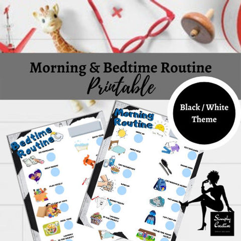 Kids Morning and Bedtime Routine- Black and White Farmhouse Theme