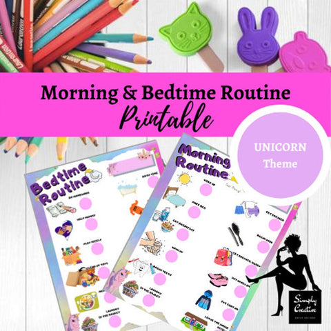 Kids Morning and Bedtime Routine Printable- Unicorn Theme