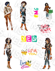 CLASSY SOPHIE Kiss-Cut Stickers | melanin stickers | brown girl stickers | black girl stickers