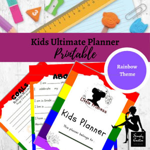 Little Princess Kids Planner including monthly, weekly and daily planning | Kids Goal setting | Rainbow Theme