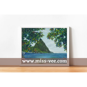 'Petit Piton Seaside View' Original Art on Canvas Panel