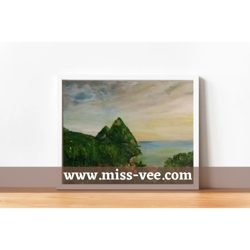 'The Pitons at Sunrise' Original Art on Canvas Panel